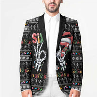 Six Seven Funny Skeleton Fingers Christmas Blazer Creepy Santa Skeleton Hands - Wonder Print Shop