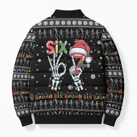 Six Seven Funny Skeleton Fingers Christmas Bomber Puffer Jacket Creepy Santa Skeleton Hands - Wonder Print Shop