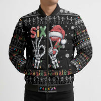 Six Seven Funny Skeleton Fingers Christmas Bomber Puffer Jacket Creepy Santa Skeleton Hands - Wonder Print Shop