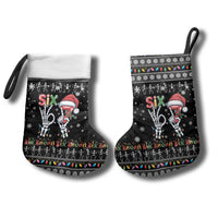 Six Seven Funny Skeleton Fingers Christmas Stocking Creepy Santa Skeleton Hands - Wonder Print Shop