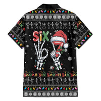 Six Seven Funny Skeleton Fingers Christmas Family Matching Off The Shoulder Long Sleeve Dress and Hawaiian Shirt Creepy Santa Skeleton Hands - Wonder Print Shop