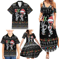 Six Seven Funny Skeleton Fingers Christmas Family Matching Summer Maxi Dress and Hawaiian Shirt Creepy Santa Skeleton Hands - Wonder Print Shop