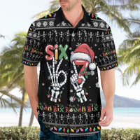 Six Seven Funny Skeleton Fingers Christmas Hawaiian Shirt Creepy Santa Skeleton Hands - Wonder Print Shop