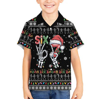 Six Seven Funny Skeleton Fingers Christmas Hawaiian Shirt Creepy Santa Skeleton Hands - Wonder Print Shop