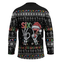 Six Seven Funny Skeleton Fingers Christmas Hockey Jersey Creepy Santa Skeleton Hands - Wonder Print Shop