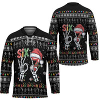 Six Seven Funny Skeleton Fingers Christmas Hockey Jersey Creepy Santa Skeleton Hands - Wonder Print Shop