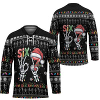 Six Seven Funny Skeleton Fingers Christmas Hockey Jersey Creepy Santa Skeleton Hands - Wonder Print Shop