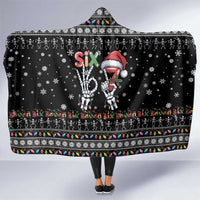 Six Seven Funny Skeleton Fingers Christmas Hooded Blanket Creepy Santa Skeleton Hands - Wonder Print Shop