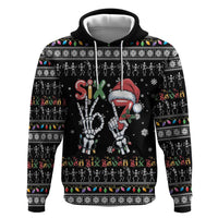 Six Seven Funny Skeleton Fingers Christmas Hoodie Creepy Santa Skeleton Hands - Wonder Print Shop