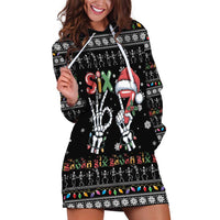 Six Seven Funny Skeleton Fingers Christmas Hoodie Dress Creepy Santa Skeleton Hands - Wonder Print Shop
