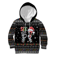 Six Seven Funny Skeleton Fingers Christmas Kid Hoodie Creepy Santa Skeleton Hands - Wonder Print Shop