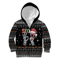 Six Seven Funny Skeleton Fingers Christmas Kid Hoodie Creepy Santa Skeleton Hands - Wonder Print Shop