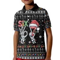 Six Seven Funny Skeleton Fingers Christmas Kid Polo Shirt Creepy Santa Skeleton Hands - Wonder Print Shop