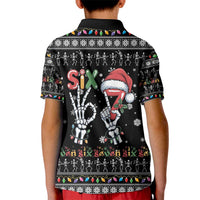 Six Seven Funny Skeleton Fingers Christmas Kid Polo Shirt Creepy Santa Skeleton Hands - Wonder Print Shop
