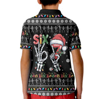 Six Seven Funny Skeleton Fingers Christmas Kid Polo Shirt Creepy Santa Skeleton Hands - Wonder Print Shop