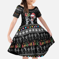 Six Seven Funny Skeleton Fingers Christmas Kid Short Sleeve Dress Creepy Santa Skeleton Hands - Wonder Print Shop
