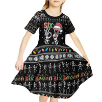 Six Seven Funny Skeleton Fingers Christmas Kid Short Sleeve Dress Creepy Santa Skeleton Hands - Wonder Print Shop