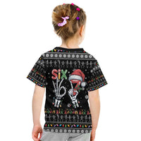 Six Seven Funny Skeleton Fingers Christmas Kid T Shirt Creepy Santa Skeleton Hands - Wonder Print Shop
