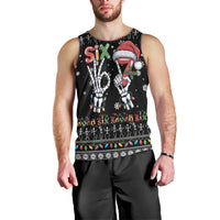 Six Seven Funny Skeleton Fingers Christmas Men Tank Top Creepy Santa Skeleton Hands - Wonder Print Shop