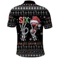 Six Seven Funny Skeleton Fingers Christmas Polo Shirt Creepy Santa Skeleton Hands - Wonder Print Shop