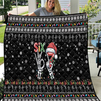 Six Seven Funny Skeleton Fingers Christmas Quilt Creepy Santa Skeleton Hands - Wonder Print Shop