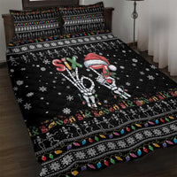 Six Seven Funny Skeleton Fingers Christmas Quilt Bed Set Creepy Santa Skeleton Hands - Wonder Print Shop