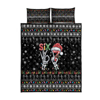 Six Seven Funny Skeleton Fingers Christmas Quilt Bed Set Creepy Santa Skeleton Hands - Wonder Print Shop