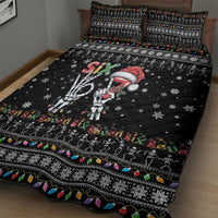 Six Seven Funny Skeleton Fingers Christmas Quilt Bed Set Creepy Santa Skeleton Hands - Wonder Print Shop