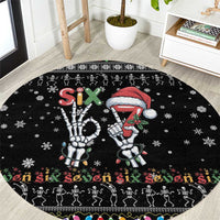 Six Seven Funny Skeleton Fingers Christmas Round Carpet Creepy Santa Skeleton Hands - Wonder Print Shop