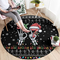 Six Seven Funny Skeleton Fingers Christmas Round Carpet Creepy Santa Skeleton Hands - Wonder Print Shop
