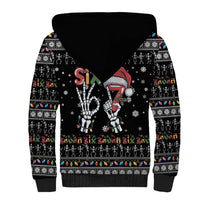 Six Seven Funny Skeleton Fingers Christmas Sherpa Hoodie Creepy Santa Skeleton Hands - Wonder Print Shop