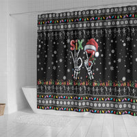 Six Seven Funny Skeleton Fingers Christmas Shower Curtain Creepy Santa Skeleton Hands - Wonder Print Shop