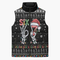 Six Seven Funny Skeleton Fingers Christmas Sleeveless Puffer Jacket Creepy Santa Skeleton Hands - Wonder Print Shop