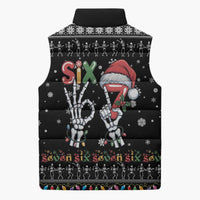 Six Seven Funny Skeleton Fingers Christmas Sleeveless Puffer Jacket Creepy Santa Skeleton Hands - Wonder Print Shop