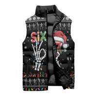 Six Seven Funny Skeleton Fingers Christmas Sleeveless Puffer Jacket Creepy Santa Skeleton Hands - Wonder Print Shop