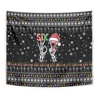 Six Seven Funny Skeleton Fingers Christmas Tapestry Creepy Santa Skeleton Hands - Wonder Print Shop