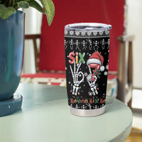 Six Seven Funny Skeleton Fingers Christmas Tumbler Cup Creepy Santa Skeleton Hands - Wonder Print Shop