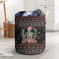 Six Seven Santa Skeleton Laundry Basket Funny Christmas Skull - Wonder Print Shop