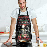 Six Seven Santa Skeleton Apron Funny Christmas Skull - Wonder Print Shop