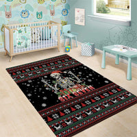 Six Seven Santa Skeleton Area Rug Funny Christmas Skull - Wonder Print Shop