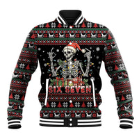 Six Seven Santa Skeleton Baseball Jacket Funny Christmas Skull - Wonder Print Shop