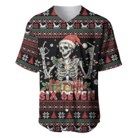 Six Seven Santa Skeleton Baseball Jersey Funny Christmas Skull - Wonder Print Shop
