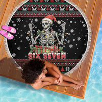 Six Seven Santa Skeleton Beach Blanket Funny Christmas Skull - Wonder Print Shop
