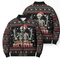 Six Seven Santa Skeleton Bomber Puffer Jacket Funny Christmas Skull - Wonder Print Shop
