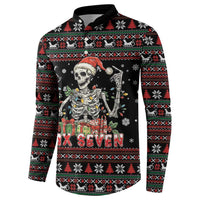 Six Seven Santa Skeleton Button Sweatshirt Funny Christmas Skull - Wonder Print Shop