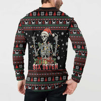 Six Seven Santa Skeleton Button Sweatshirt Funny Christmas Skull - Wonder Print Shop