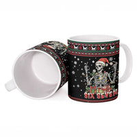 Six Seven Santa Skeleton Ceramic Mug Funny Christmas Skull - Wonder Print Shop