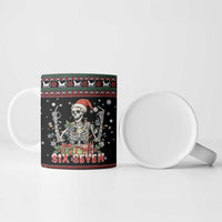 Six Seven Santa Skeleton Ceramic Mug Funny Christmas Skull - Wonder Print Shop