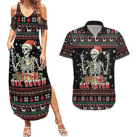 Six Seven Santa Skeleton Couples Matching Summer Maxi Dress and Hawaiian Shirt Funny Christmas Skull - Wonder Print Shop