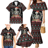 Six Seven Santa Skeleton Family Matching Mermaid Dress and Hawaiian Shirt Funny Christmas Skull - Wonder Print Shop